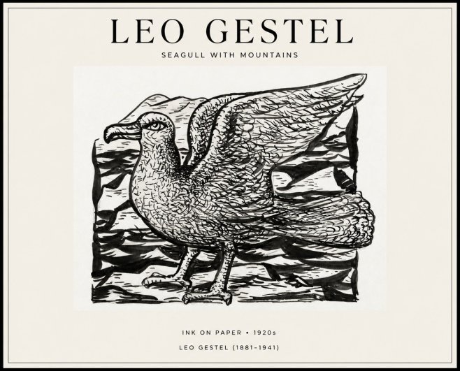 Leo Gestel Seagull with Mountains No1 - Poster