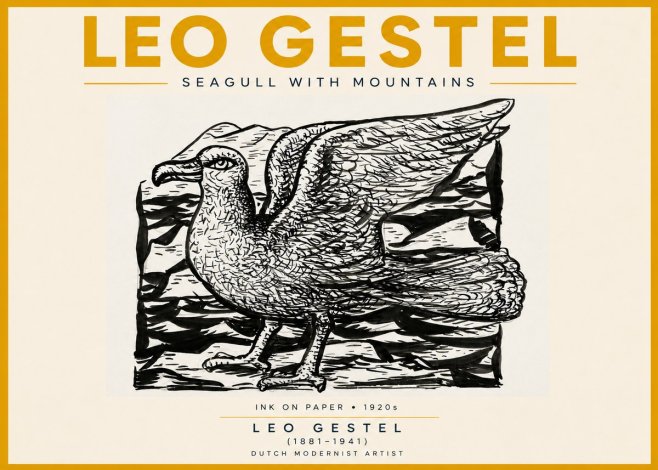 Leo Gestel Seagull with Mountains No5 - Poster