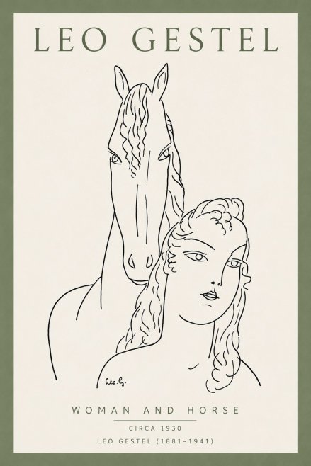 Leo Gestel Woman and Horse No4 - Poster