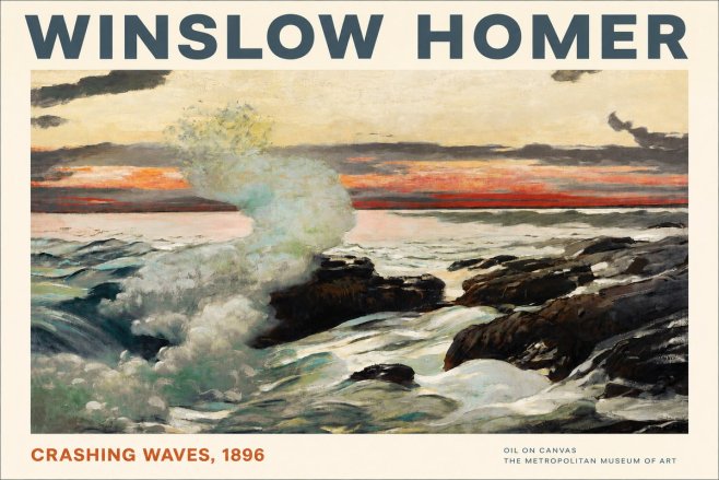 Winslow Homer Crashing Waves, 1896 No2 - Poster