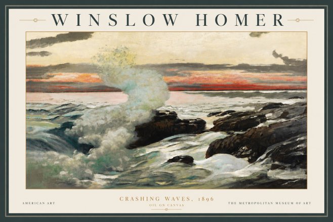 Winslow Homer Crashing Waves, 1896 No3 - Poster
