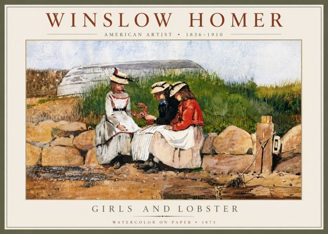 Winslow Homer Girls and Lobster No6 - Poster