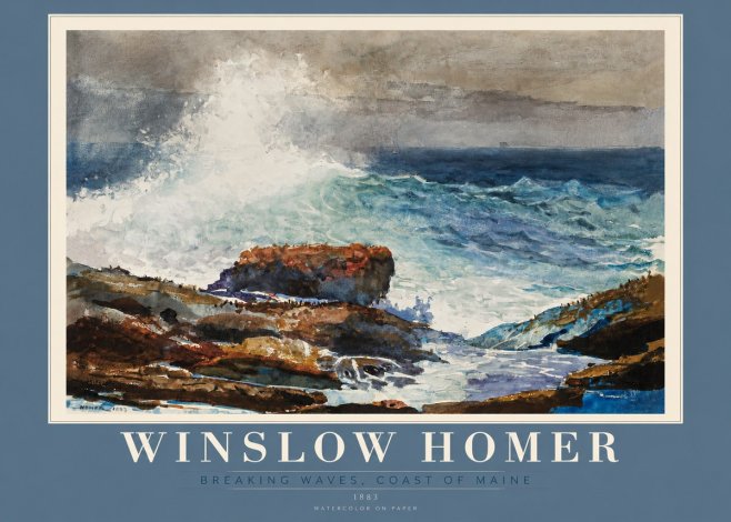 Winslow Homer Breaking Waves, Coast of Maine No2 - Poster