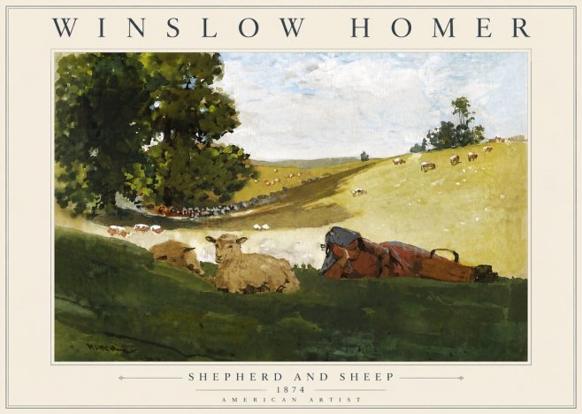 Winslow Homer Shepherd and Sheep No5 - Poster