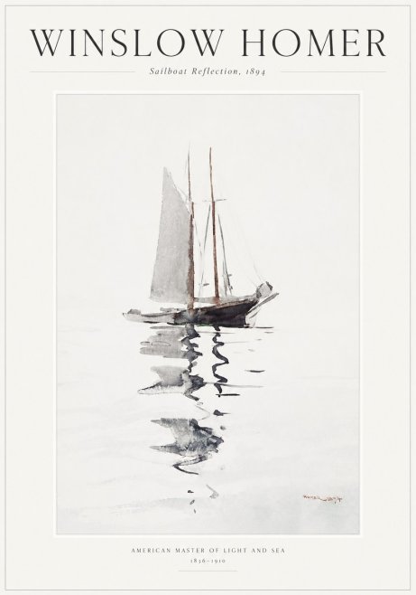 Winslow Homer Sailboat Reflection, 1894 No1 - Poster
