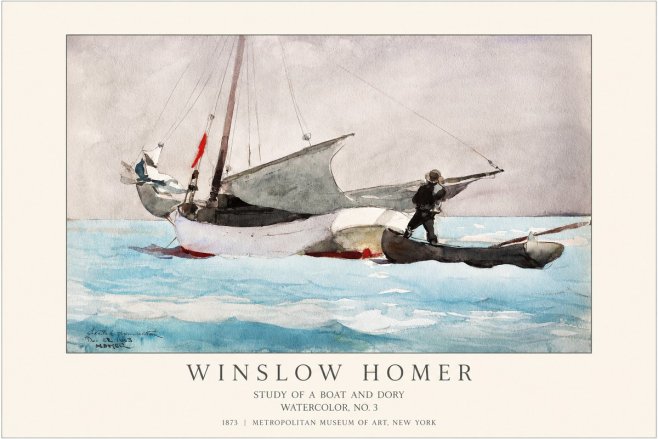 Winslow Homer Study of a Boat and Dory Watercolor, No. 3 No1 - Poster
