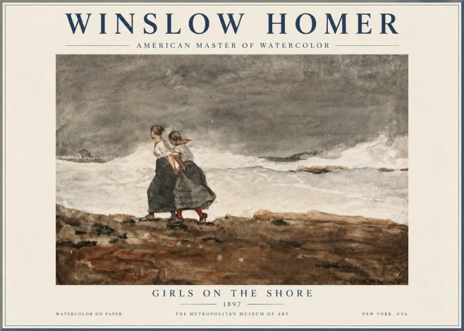 Winslow Homer Girls on the Shore No6 - Poster