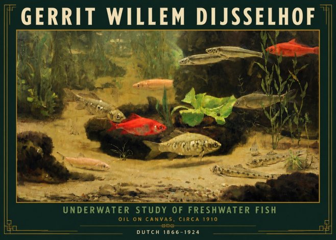 Gerrit Willem Dijsselhof Underwater Study of Freshwater Fish No5 - Poster