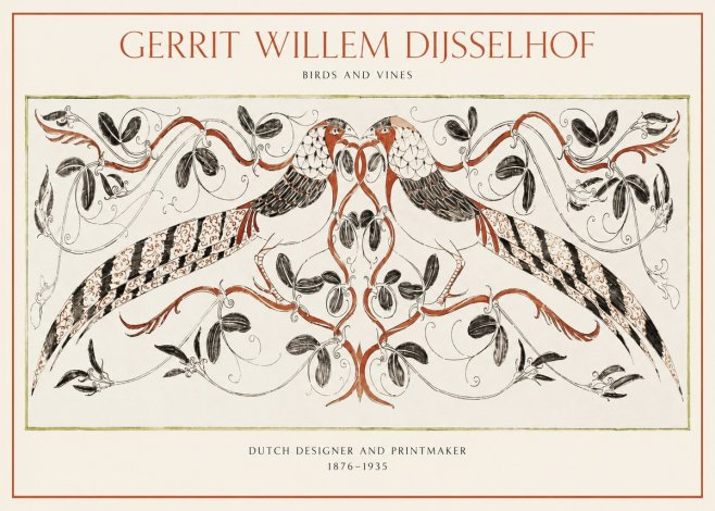 Gerrit Willem Dijsselhof Ornamental Design with Birds and Foliage No2 - Poster