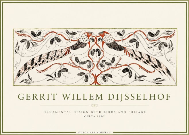 Gerrit Willem Dijsselhof Ornamental Design with Birds and Foliage No4 - Poster
