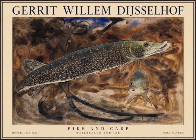 Gerrit Willem Dijsselhof Pike and Carp No1 - Poster