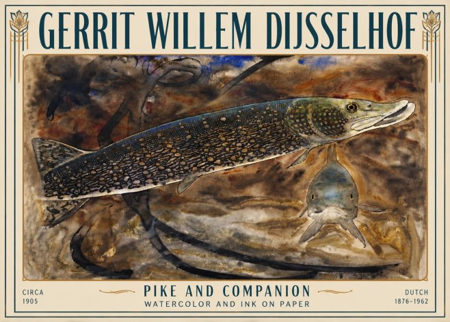Gerrit Willem Dijsselhof Pike and Carp No6 - Poster
