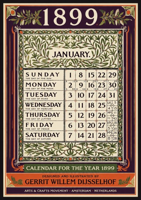 Gerrit Willem Dijsselhof January. Calendar for 1899. No4 - Poster