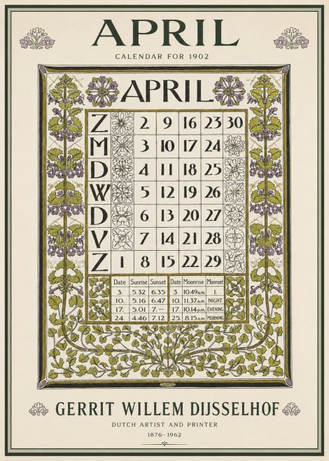 Gerrit Willem Dijsselhof April No3 - Poster