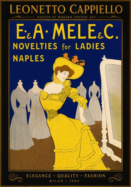 Leonetto Cappiello E.&a. Mele & C. Novelties for Ladies Naples No6 - Poster