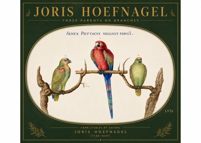Joris Hoefnagel Three Parrots No6 - Poster