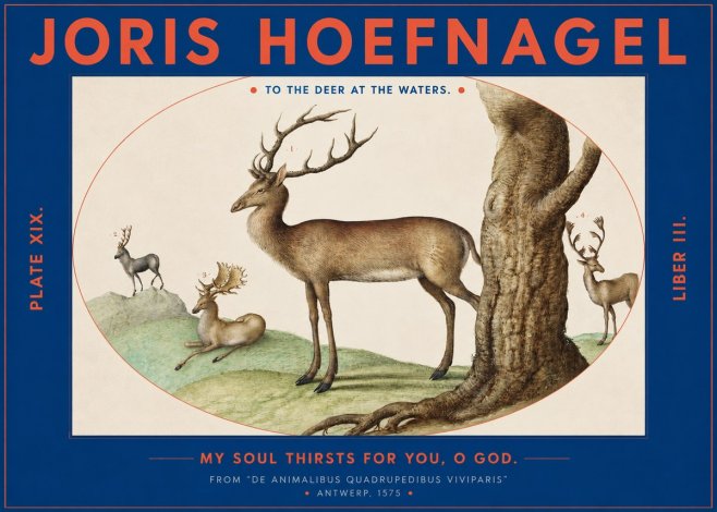 Joris Hoefnagel Deer at the Fountains No3 - Poster