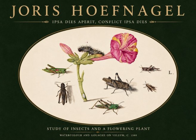 Joris Hoefnagel Study of Insects and a Flowering Plant No3 - Poster