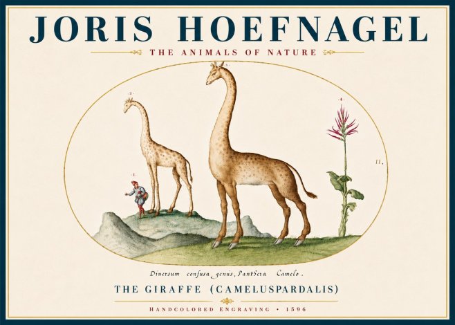 Joris Hoefnagel The Giraffe (Cameluspardalis) No5 - Poster