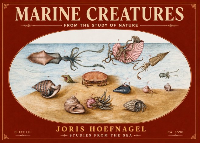 Joris Hoefnagel Marine Creatures - Plate Lii No6 - Poster