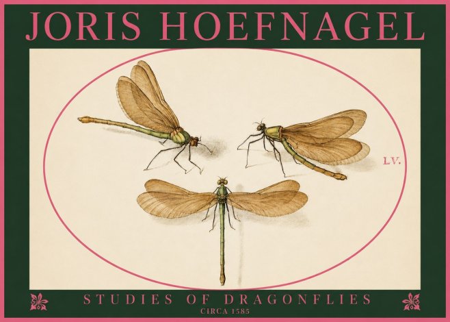 Joris Hoefnagel Studies of Dragonflies No2 - Poster