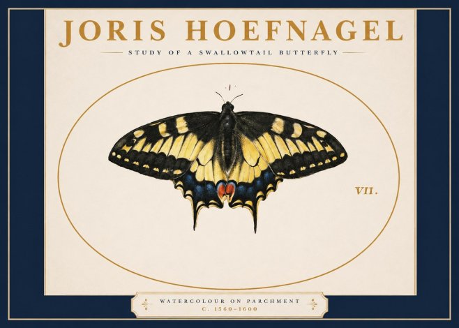Joris Hoefnagel Study of a Swallowtail Butterfly No2 - Poster