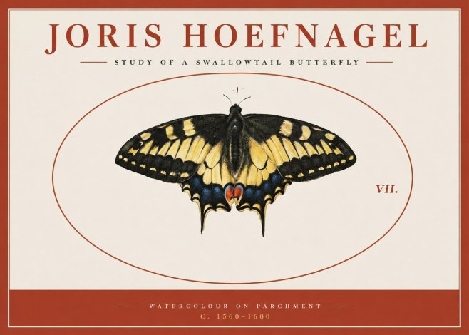 Joris Hoefnagel Study of a Swallowtail Butterfly No3 - Poster