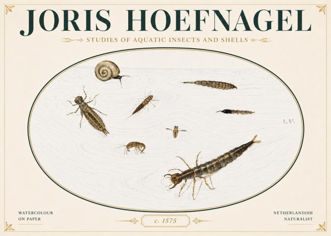Joris Hoefnagel Studies of Aquatic Insects and Shells No4 - Poster