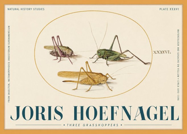 Joris Hoefnagel Grasshoppers Study No6 - Poster