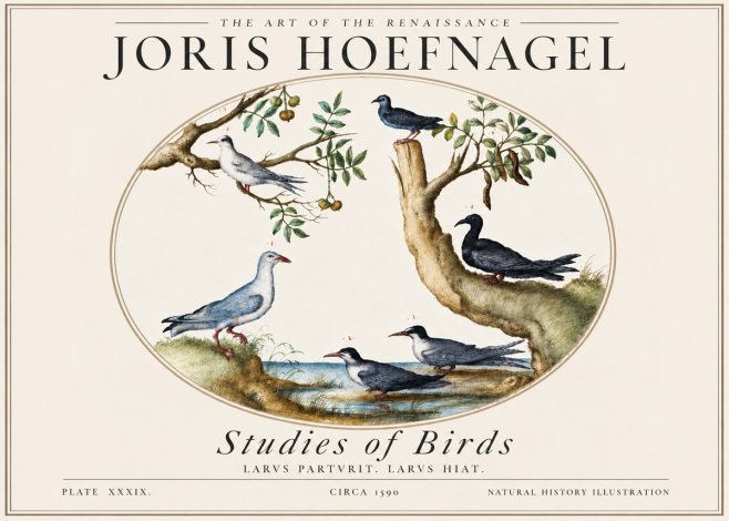 Joris Hoefnagel Studies of Birds II No5 - Poster