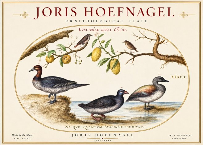 Joris Hoefnagel Plate Xxxvii from the Four Books of Birds No6 - Poster