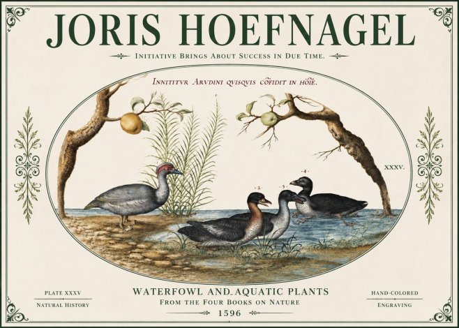 Joris Hoefnagel Waterfowl and Aquatic Plants No4 - Poster