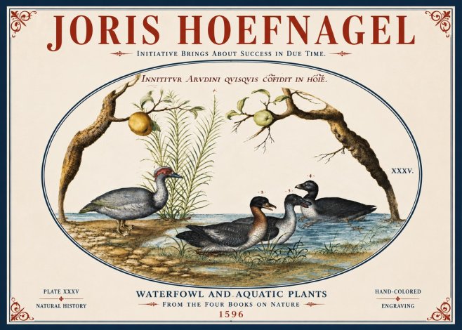 Joris Hoefnagel Waterfowl and Aquatic Plants No5 - Poster