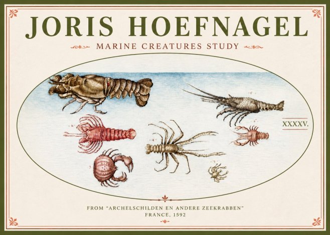Joris Hoefnagel Studies of Crustaceans No5 - Poster