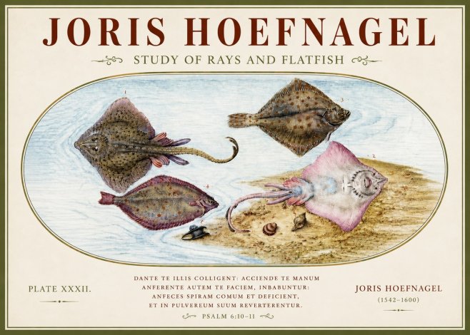 Joris Hoefnagel Study of Rays and Flatfish No4 - Poster