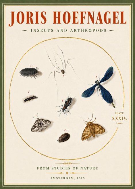 Joris Hoefnagel Insects and Arthropods No5 - Poster