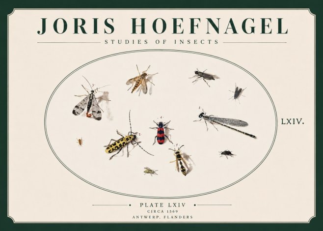 Joris Hoefnagel Studies of Insects - Plate Lxiv No3 - Poster