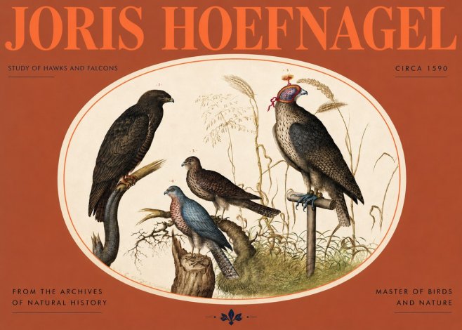 Joris Hoefnagel Studies of Hawks and Falcons No3 - Poster