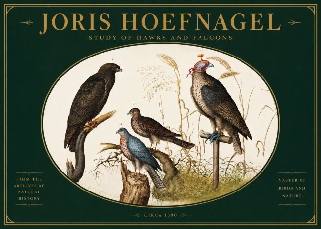 Joris Hoefnagel Studies of Hawks and Falcons No4 - Poster