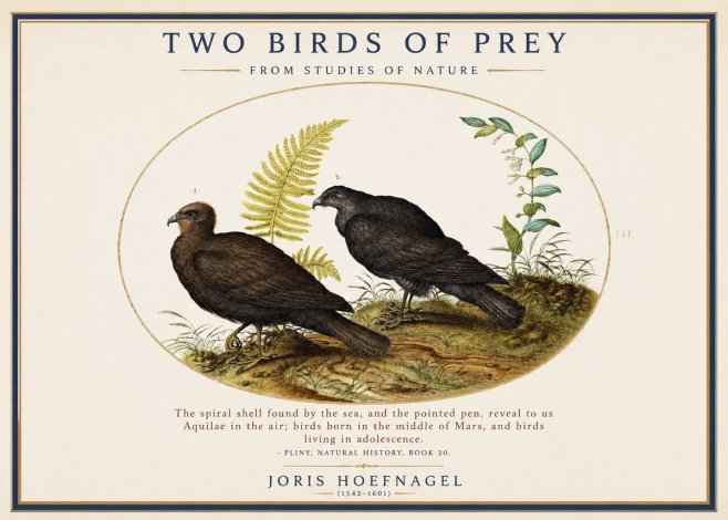 Joris Hoefnagel Two Birds of Prey - from Studies of Nature No1 - Poster