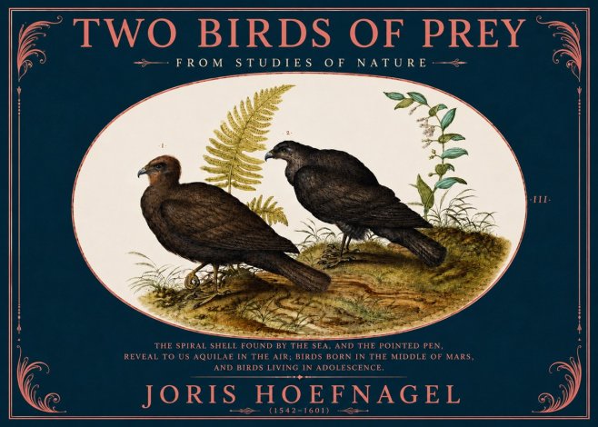 Joris Hoefnagel Two Birds of Prey - from Studies of Nature No4 - Poster