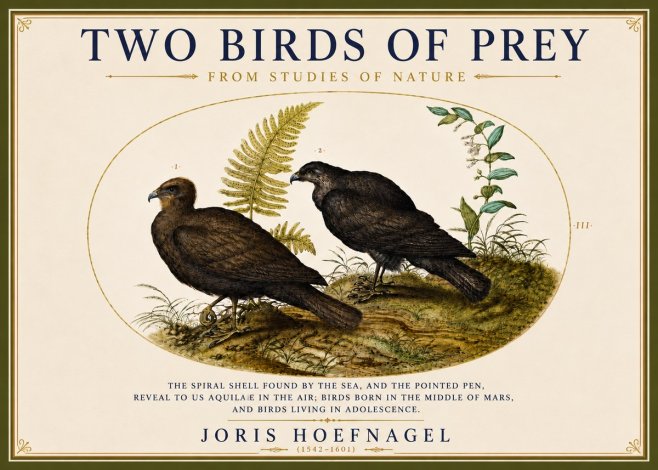 Joris Hoefnagel Two Birds of Prey - from Studies of Nature No5 - Poster