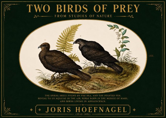Joris Hoefnagel Two Birds of Prey - from Studies of Nature No6 - Poster