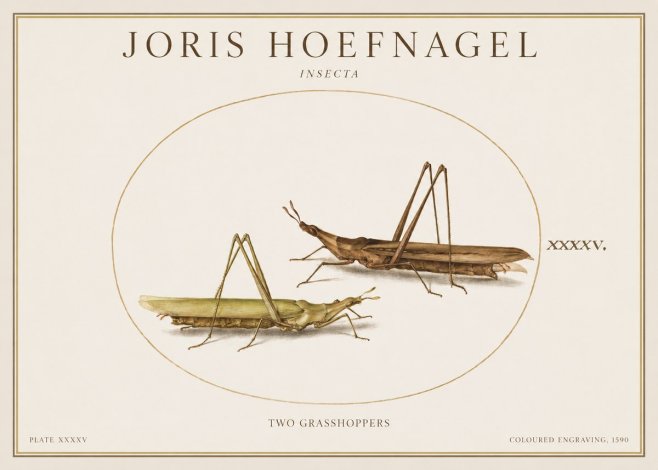 Joris Hoefnagel Two Grasshoppers No1 - Poster