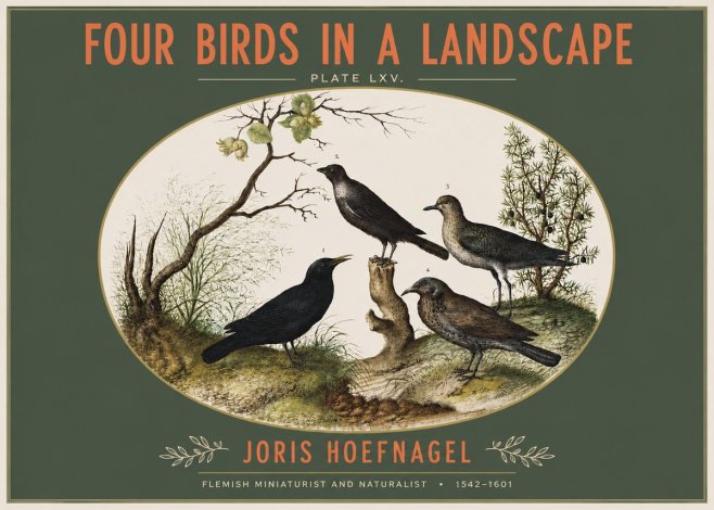 Joris Hoefnagel Four Birds in a Landscape No3 - Poster