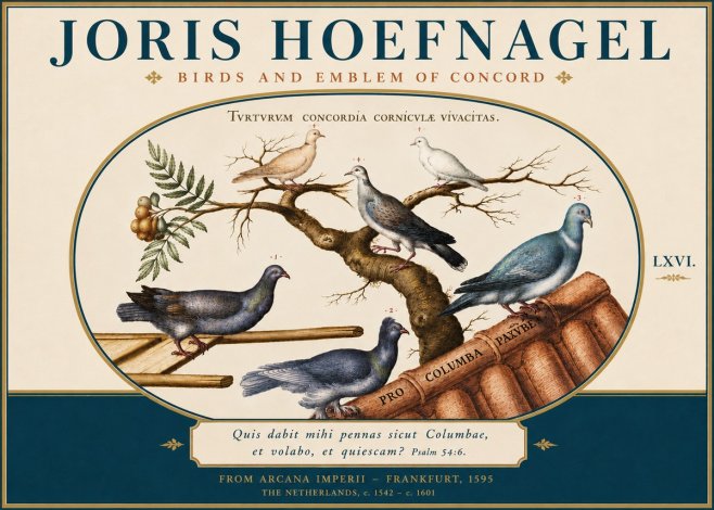 Joris Hoefnagel Birds and Emblem of Concord No4 - Poster