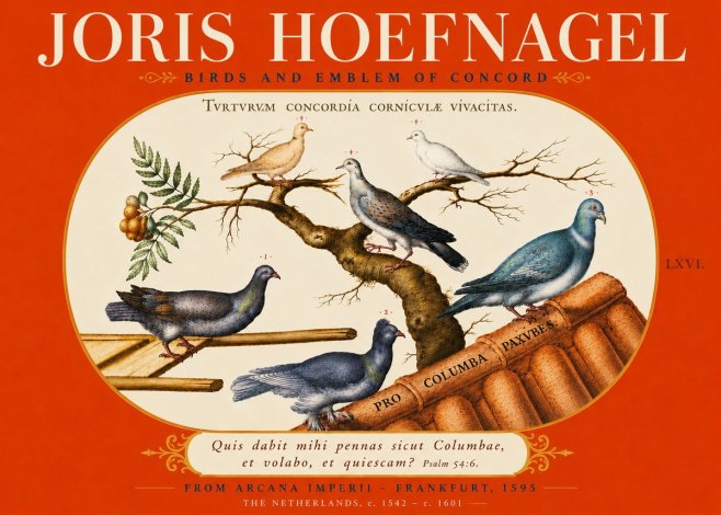 Joris Hoefnagel Birds and Emblem of Concord No6 - Poster