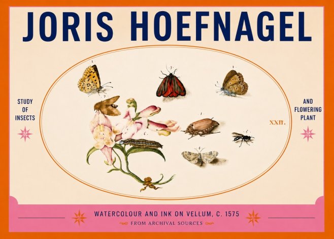 Joris Hoefnagel Study of Insects and Flowering Plant No5 - Poster