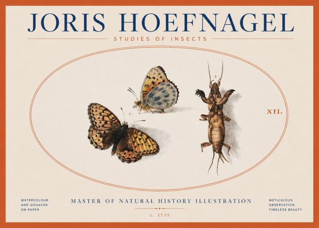 Joris Hoefnagel Studies of Insects Xii No3 - Poster