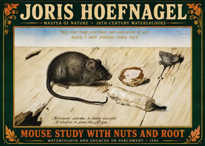 Joris Hoefnagel Mouse Study with Nuts and Root No6 - Poster